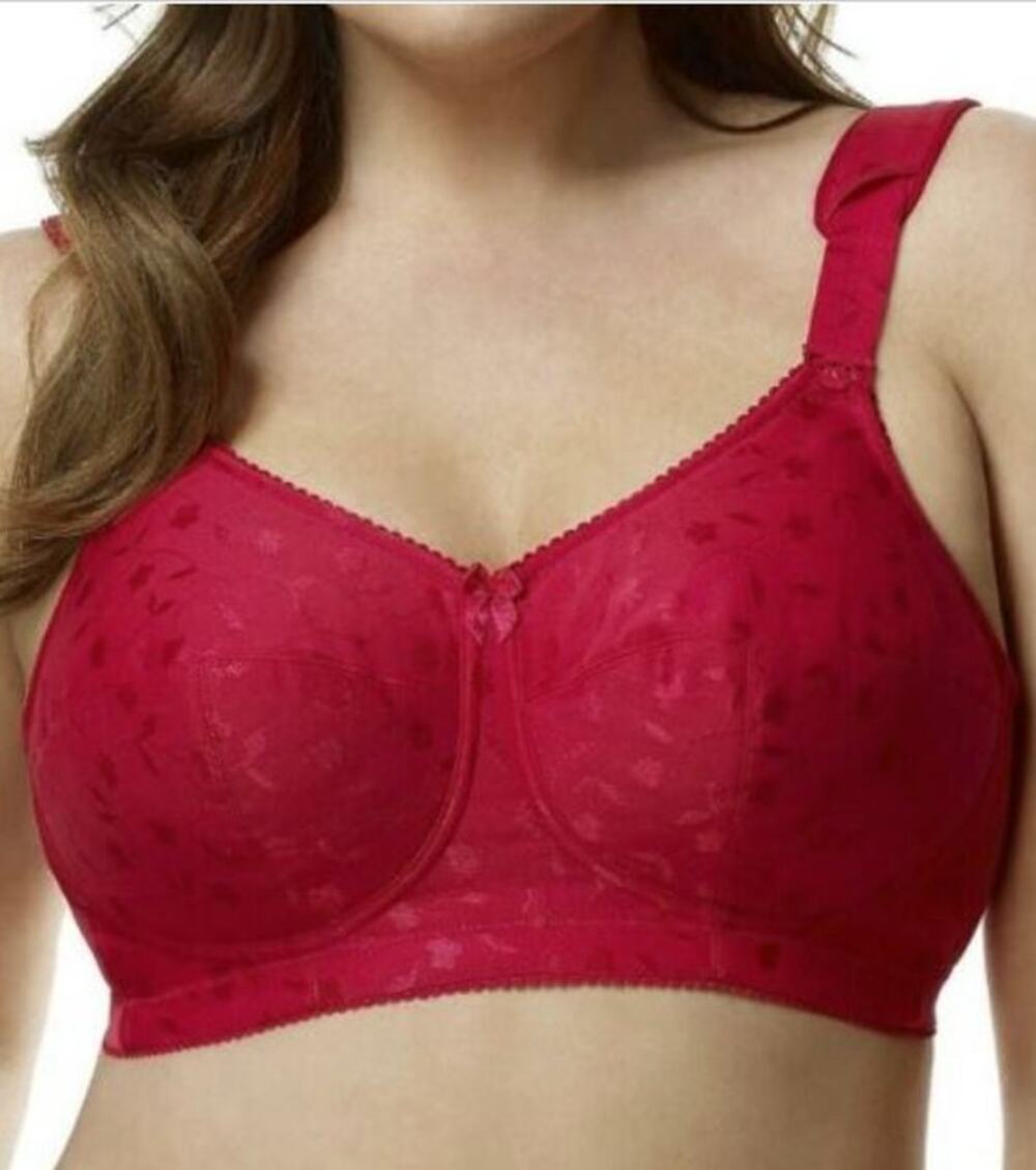 Elila 1305 Women’s 38J Red Jacquard Softcup Full Coverage Support Bra NEW
